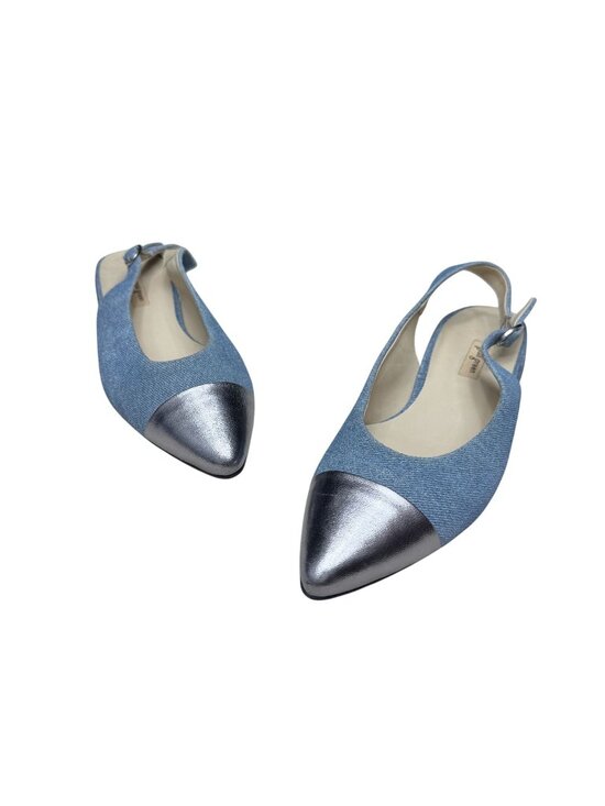 Paul Green Shoes - NWOB $389 Paul Green Ynez Slingback Shoes Denim/Metallic Pointed Cap Toe US 6